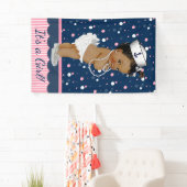 Afro-Amerikaans meisje nautisch babyshower Spandoek (Insitu)