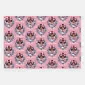 Afro-Amerikaans Meisje Roze & Zilveren Vakantie Inpakpapier Vel (Voorkant)