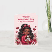 Afro-Amerikaans meisje Schattige puppy Valentijnsd Kaart (Voorkant)