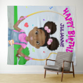 Afro-Amerikaans meisje springt touw Happy Verjaard Wandkleed (In Situ (horizontaal))