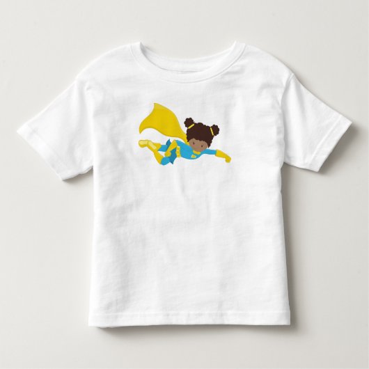 Afro-Amerikaans meisje, Superheldin meisje, Gele c Kinder Shirts (Voorkant)