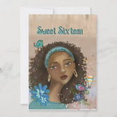 Afro-Amerikaans Meisje Sweet 16 Verjaardagsfeest U Kaart (Voorkant)