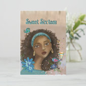 Afro-Amerikaans Meisje Sweet 16 Verjaardagsfeest U Kaart (Staand voorkant)