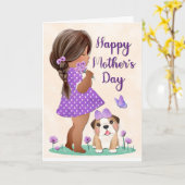 Afro-Amerikaans meisje voor Moederdag Kaart (Gele Bloem)