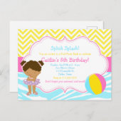 Afro-Amerikaans Meisjes Zwembad Feest Bash Partij Briefkaart (Voorkant / Achterkant)