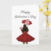 Afro-Amerikaans met Ballonnen Galantines Day  Kaart (Gele Bloem)