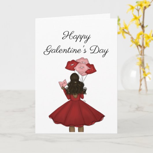 Afro-Amerikaans met Ballonnen Galantines Day  Kaart (Gele Bloem)