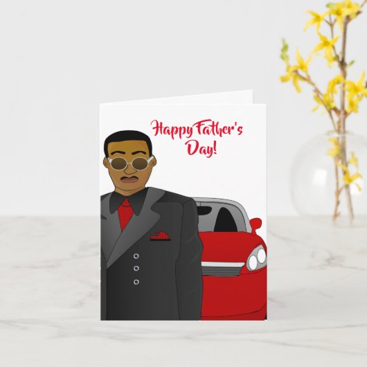 Afro-Amerikaans pap Suit, Stropdas en auto-Vaderda Kaart (Gele Bloem)