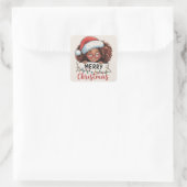 Afro-Amerikaans Prettig Kerstfeest Afrika zwart Vierkante Sticker (Tas)