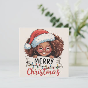 Afro-Amerikaans Prettig Kerstfeest Afrikaans Zwart Feestdagenkaart