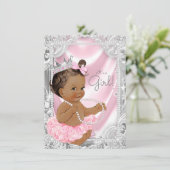 Afro-Amerikaans Prinses Etnisch Meisje Baby Shower Kaart (Staand voorkant)