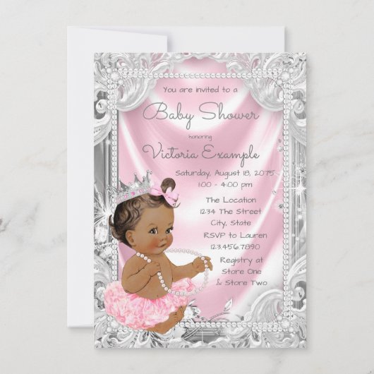 Afro-Amerikaans Prinses Etnisch Meisje Baby Shower Kaart (Achterkant)