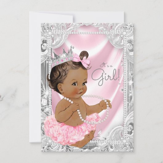 Afro-Amerikaans Prinses Etnisch Meisje Baby Shower Kaart (Voorkant)