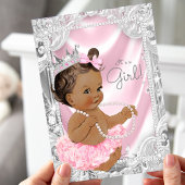 Afro-Amerikaans Prinses Etnisch Meisje Baby Shower Kaart
