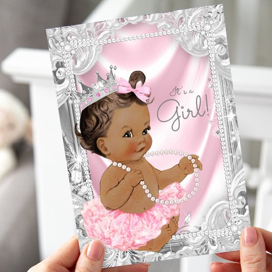 Afro-Amerikaans Prinses Etnisch Meisje Baby Shower Kaart
