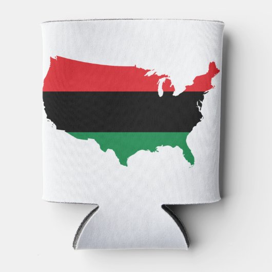 Afro-Amerikaans - Rood, Zwart & Groen Kleuren Blikjeskoeler (Voorkant)