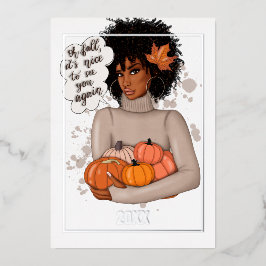 Afro-Amerikaans Seizoensgebonden Herfst - Kerstmis Folie Feestdagenkaart