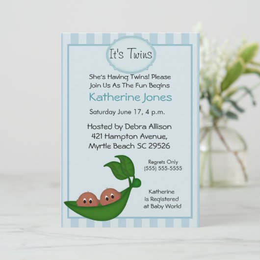 Afro-Amerikaans Twin Boys Baby shower nodigt uit Kaart (Staand voorkant)