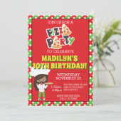 Afro-Amerikaans Verjaardagsmeisje Pizza Feestje Kaart (Staand voorkant)