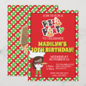 Afro-Amerikaans Verjaardagsmeisje Pizza Feestje Kaart (Voorkant / Achterkant)