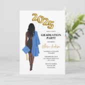 Afro-Amerikaans Vrouw 2025 Afstuderen Kaart (Staand voorkant)