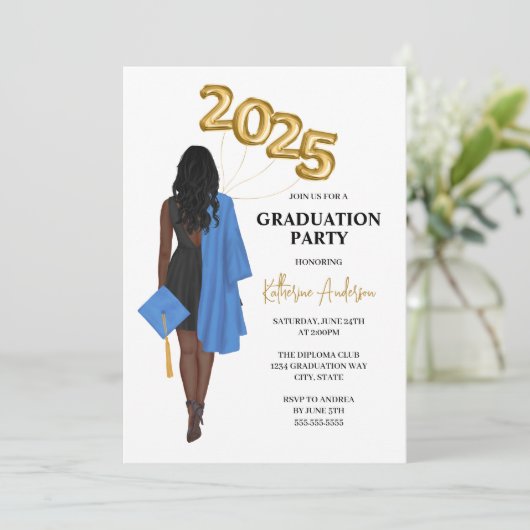 Afro-Amerikaans Vrouw 2025 Afstuderen Kaart (Staand voorkant)