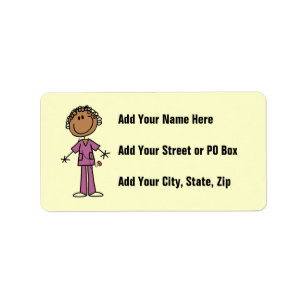 Afro-Amerikaans Vrouw Stick Figuur Nurse Etiket