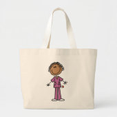 Afro-Amerikaans Vrouw Stick Figuur Nurse Grote Tote Bag (Voorkant)