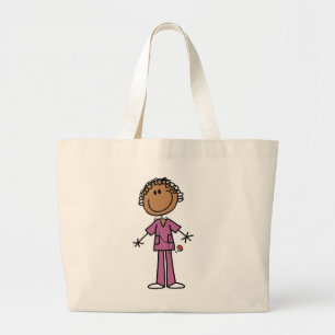 Afro-Amerikaans Vrouw Stick Figuur Nurse Grote Tote Bag