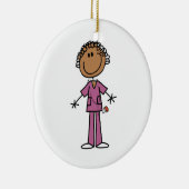 Afro-Amerikaans Vrouw Stick Figuur Nurse Keramisch Ornament (Rechts)