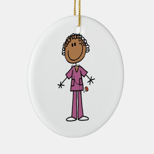 Afro-Amerikaans Vrouw Stick Figuur Nurse Keramisch Ornament (Rechts)