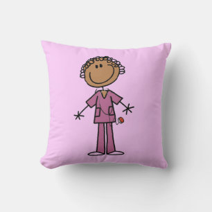 Afro-Amerikaans Vrouw Stick Figuur Nurse Kussen