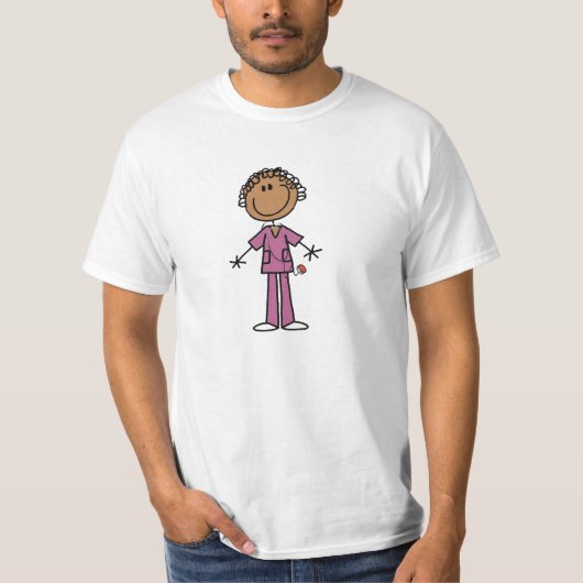 Afro-Amerikaans Vrouw Stick Figuur Nurse T-shirt (Voorkant)
