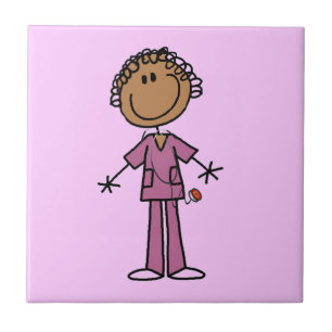 Afro-Amerikaans Vrouw Stick Figuur Nurse Tegeltje