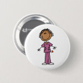 Afro-Amerikaans Vrouw Stick Figuur Zonnese Button (Voorkant /achterkant)