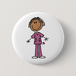 Afro-Amerikaans Vrouw Stick Figuur Zonnese Button