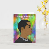 Afro-Amerikaans Zoon Verjaardag Kaart (Gele Bloem)