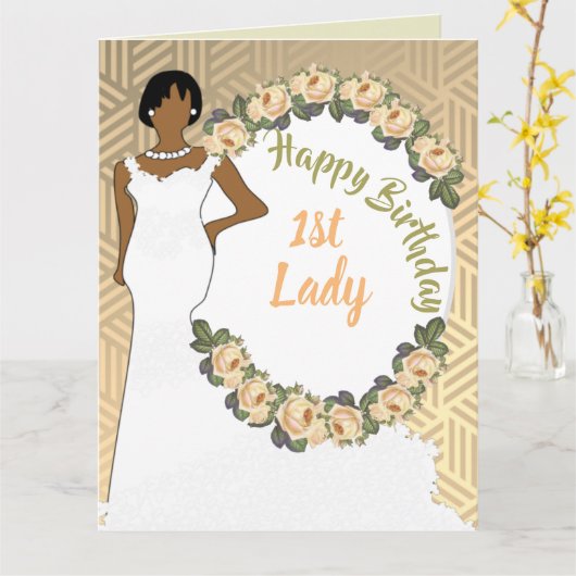 Afro-Amerikaanse 1st Lady Jubileum Kaart (Gele Bloem)