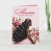 Afro-Amerikaanse aanstaande mama Roze & Goud Kaart (Voorkant)