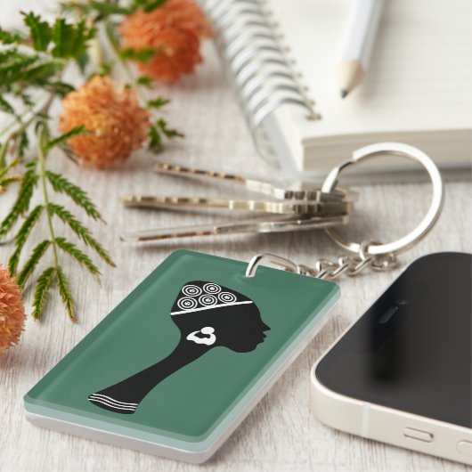 Afro-Amerikaanse abstracte vrouw profiel Sleutelhanger (Voorkant Rechts)