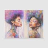 Afro-Amerikaanse Afro Haar Vrouwen EX8 Decoupage Tissuepapier (Voorkant)