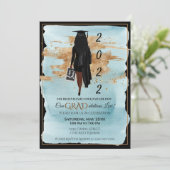 Afro-Amerikaanse afstudeeruitnodiging (donkere hui Kaart (Staand voorkant)