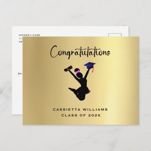 Afro-Amerikaanse Afstuderen Save the Date Aankondigingskaart (Voorkant / Achterkant)