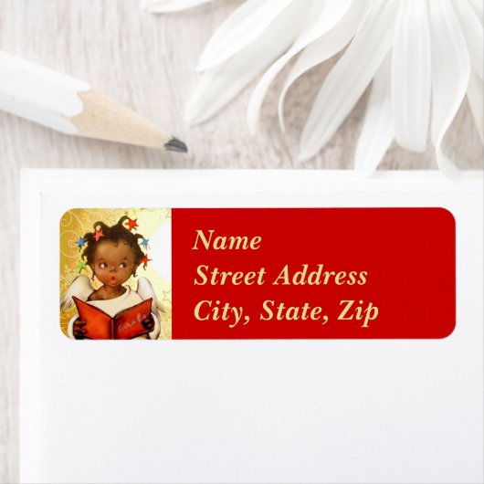  Afro-Amerikaanse Angel Christmas Mailing Etiket (Insitu)