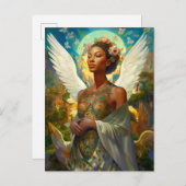 Afro-Amerikaanse Angel Goddess Fantasy Art Briefkaart (Voorkant / Achterkant)