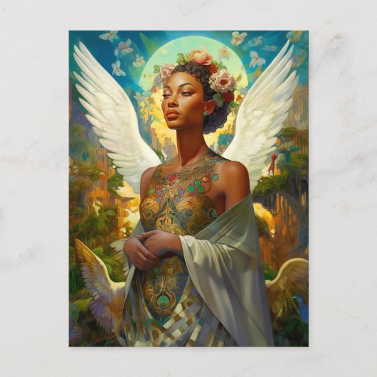 Afro-Amerikaanse Angel Goddess Fantasy Art Briefkaart (Voorkant)