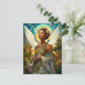 Afro-Amerikaanse Angel Goddess Fantasy Art Briefkaart (Staand voorkant)