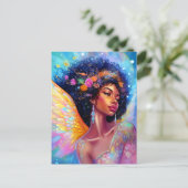 Afro-Amerikaanse Angel Lady Fantasy Kunst Briefkaart (Staand voorkant)