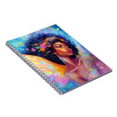 Afro-Amerikaanse Angel Lady Fantasy Kunst Notitieboek (Rechterzijde)