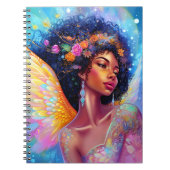 Afro-Amerikaanse Angel Lady Fantasy Kunst Notitieboek (Voorkant)